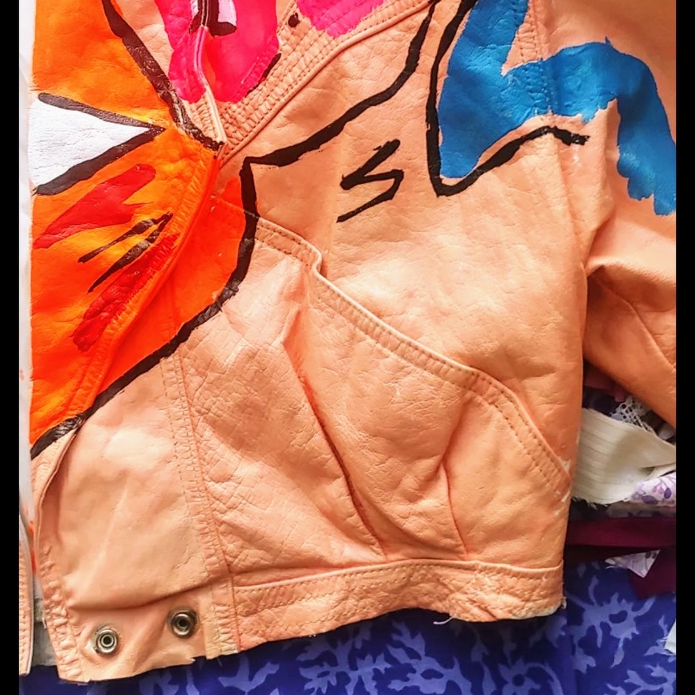 VTG handpainted leather jacket - Picture 6 of 16